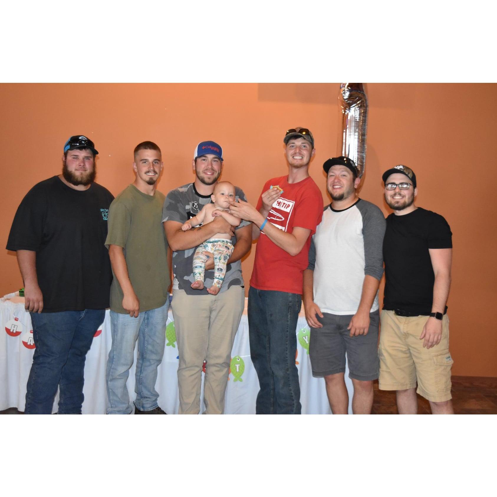 Wylin handing with Daddy's friends: Chubs, Jon, Matt, Wylin, Trevor, Daddy & Jeff