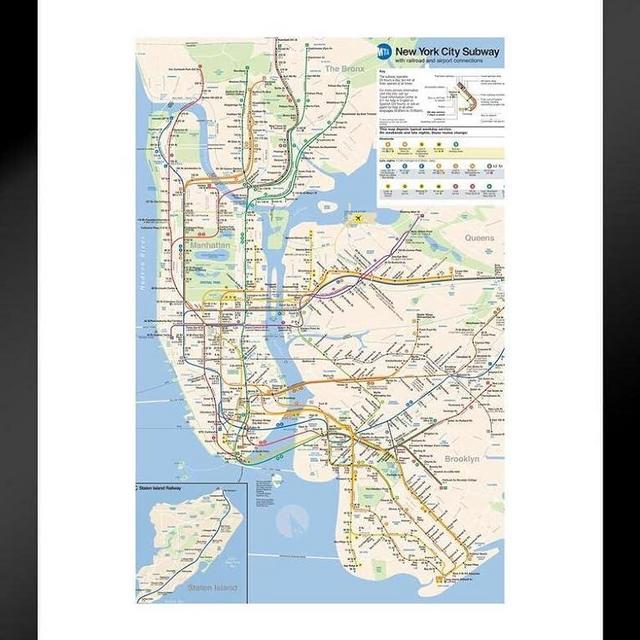 NYC Subway Map Poster New York City Official MTA 2023 2024 Edition Matted Framed Art Wall Decor 20x26