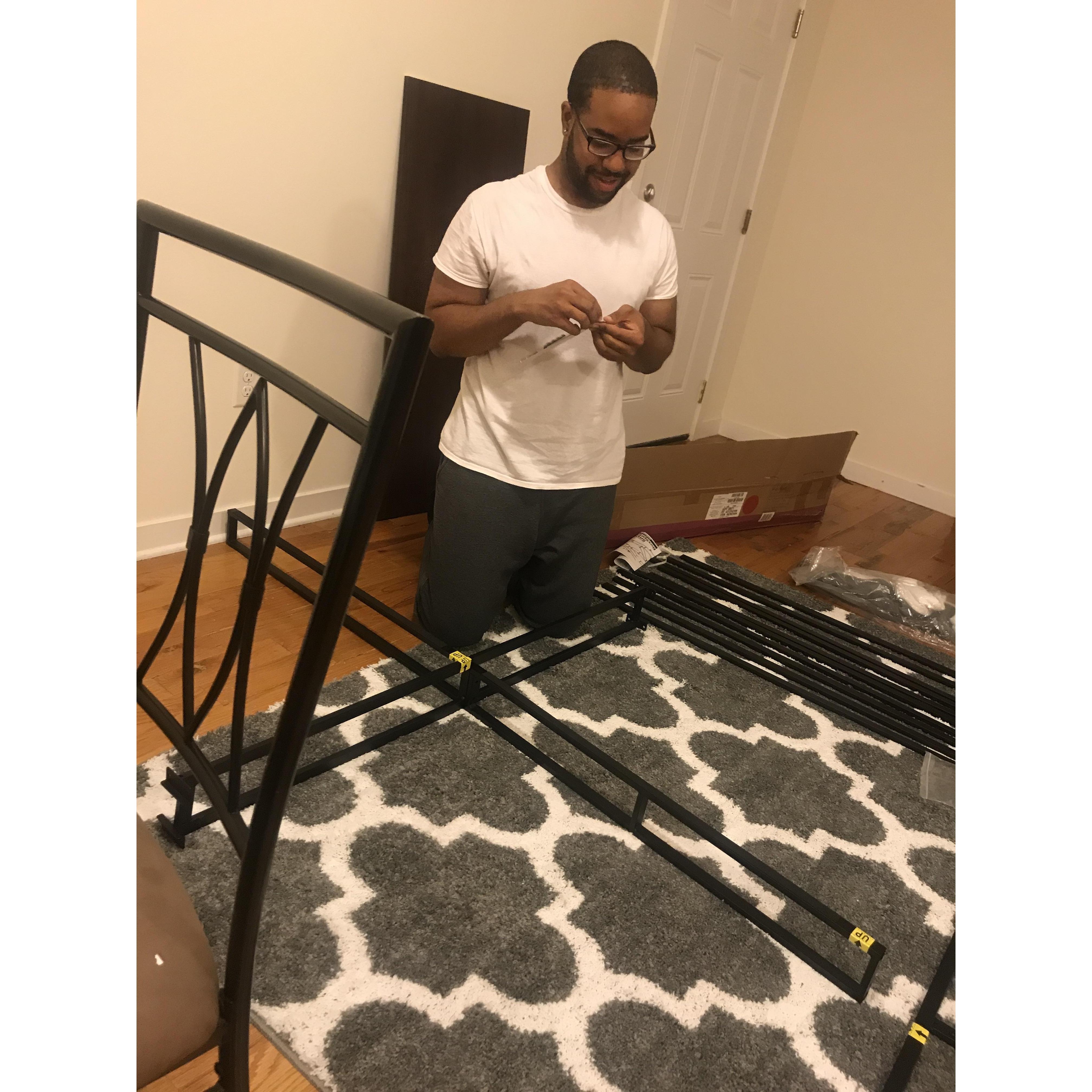 8/11/2018: When Marleca first moved to Philadelphia to begin law school, Joshua put together her bed railing! #HandyMan