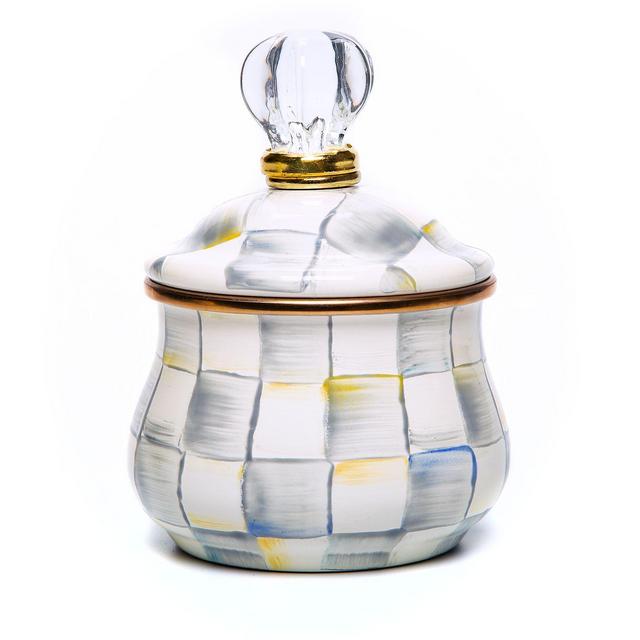 Mackenzie-Childs Sterling Check Lidded Sugar Bowl