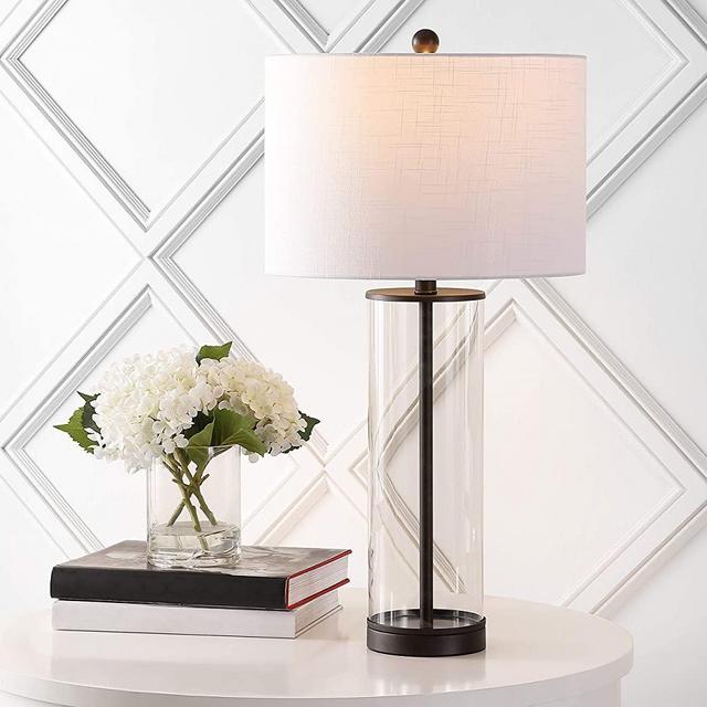 JONATHAN Y JYL2005B Collins 29.25" Glass LED Lamp Modern,Contemporary,Glam for Bedroom, Living Room, Office, College Dorm, Coffee Table, Bookcase, Oil Rubbed Bronze/Clear