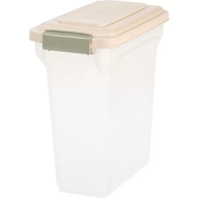IRIS USA 13 Lbs / 15 Qt WeatherPro Airtight Pet Food Storage Container, for Dog Cat Bird and Other Pet Food Storage Bin, Pet Supplies, Clear/Almond
