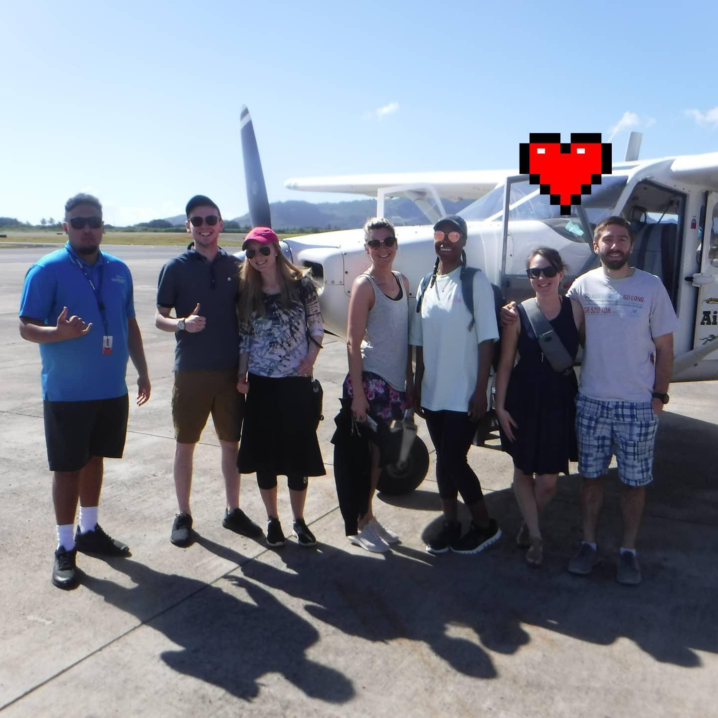Getting ready for an airplane tour of Kauai island.