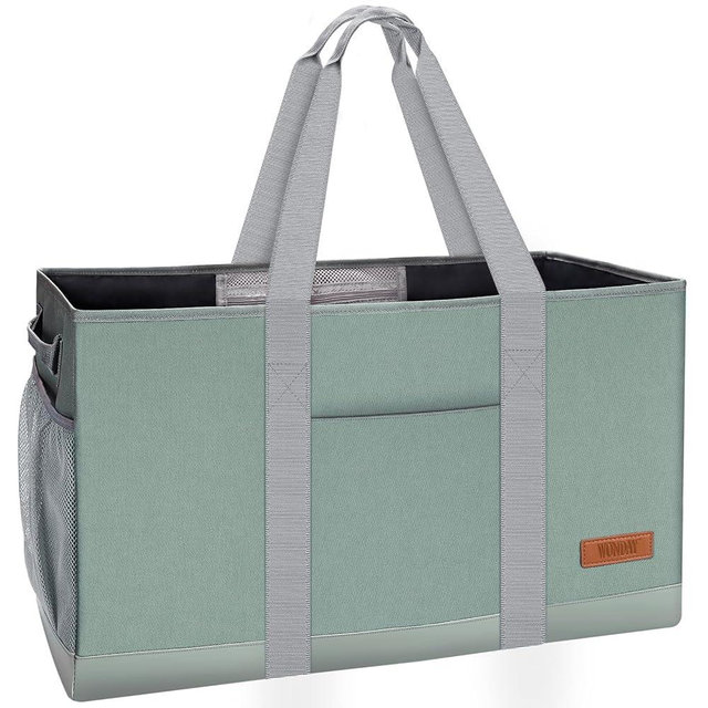 WONDAY Standing Extra Large Reusable Grocery Bag Carrier with Handle, Thirty One Utility Tote Foldable for Shopping and Beach