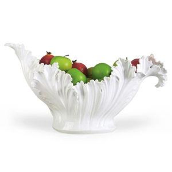 Chelsea House Acanthus French Country White Glazed Ceramic Leaf Bowl