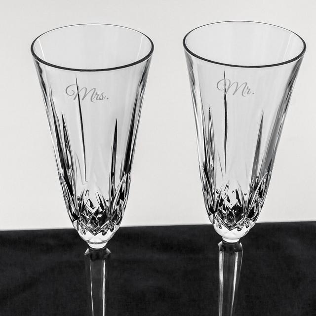 Waterford Champagne Flutes, Waterford Monogrammed Toasting Glasses, Personalized Waterford Champagne Wedding Glasses