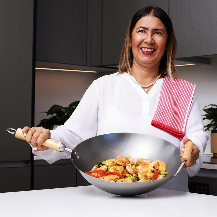 Joyce Chen, Classic Series Flat Bottom Wok with Birch Handles | Zola