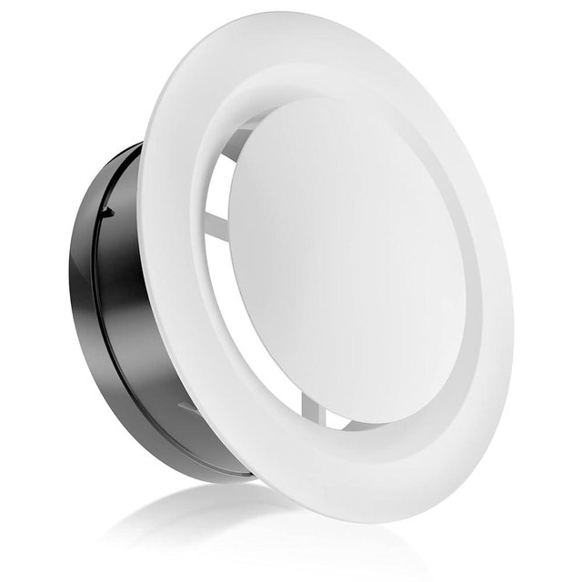 HG Power 6 Inch Soffit Vent, Adjustable Air Vent Cover, ABS Round Ceiling Vent Covers for Living Room, Attic, Bathroom, Kitchen, Ventilation Use, White - Opening Size 5.66"