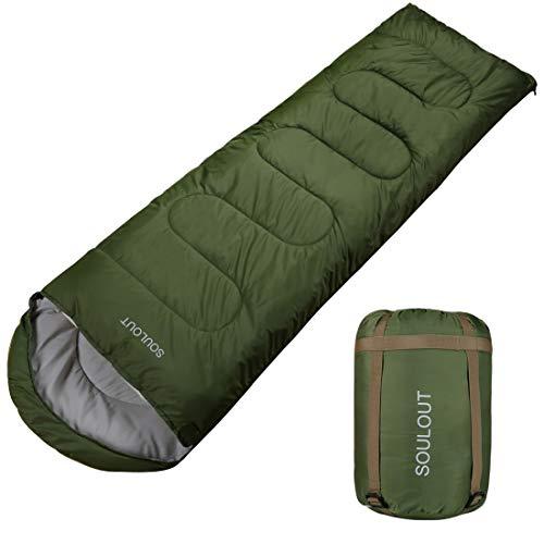 SOULOUT Sleeping Bag - 4 Seasons Warm Cold Weather Lightweight, Portable, Waterproof Sleeping Bag with Compression Sack for Adults & Kids - Indoor & Outdoor: Camping, Backpacking