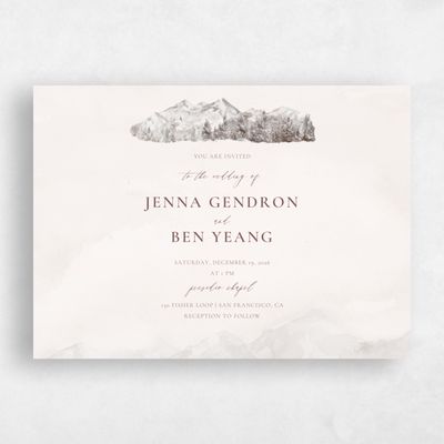 Lavender Mist, Beige Wedding Invitation - Avalon Landscape