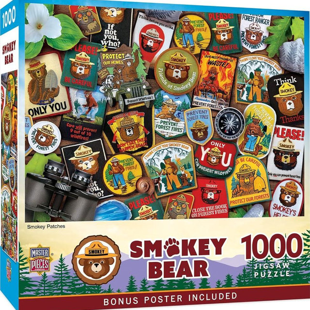 MasterPieces - 1000 Piece Jigsaw Puzzle, Smokey Bear Patches, Fun for Adults, Family, Kids 20"x27"