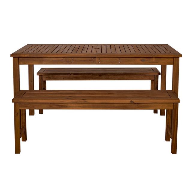 3pc Acacia Wood Simple Patio Dining Set Dark Brown - Saracina Home