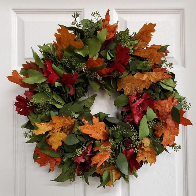Dried Fall Leaves and Salal Wreath, 20"