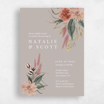 Greige, Grey Wedding Invitation - Monahan Classic