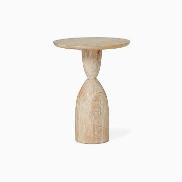 Winona Collection Cerused White Round Pedestal Side Table