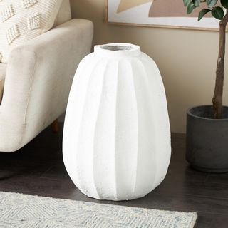 Carved Grooves Wide Vase