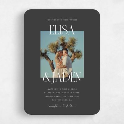 Grey Rounded Wedding Invitation - Garrett Photo