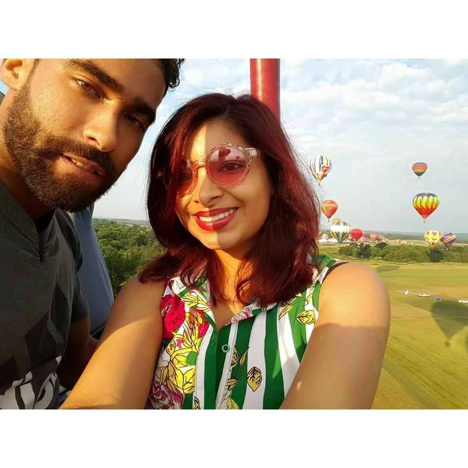 And after seven years together, he proposed in a hot air balloon on July 26, 2015