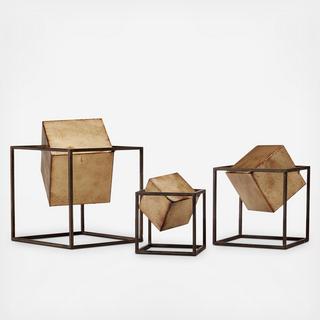 Quad Gold Cube Decor, Set of 3