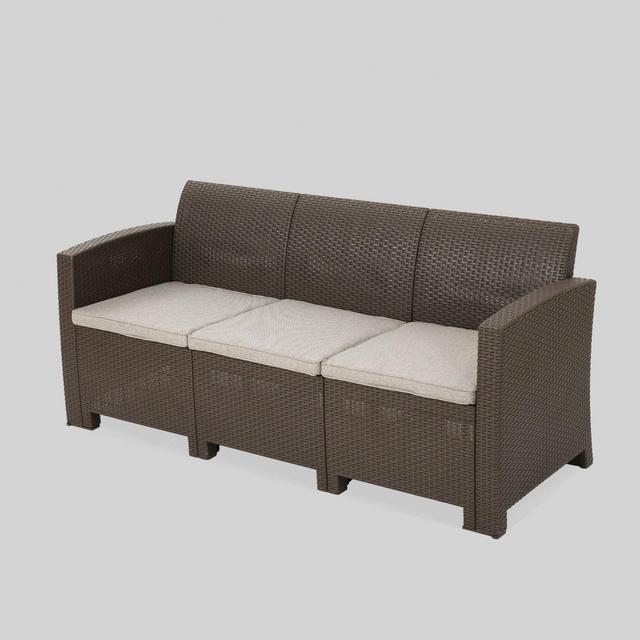 St. Paul Wicker Outdoor Patio Sofa - Brown - Christopher Knight Home