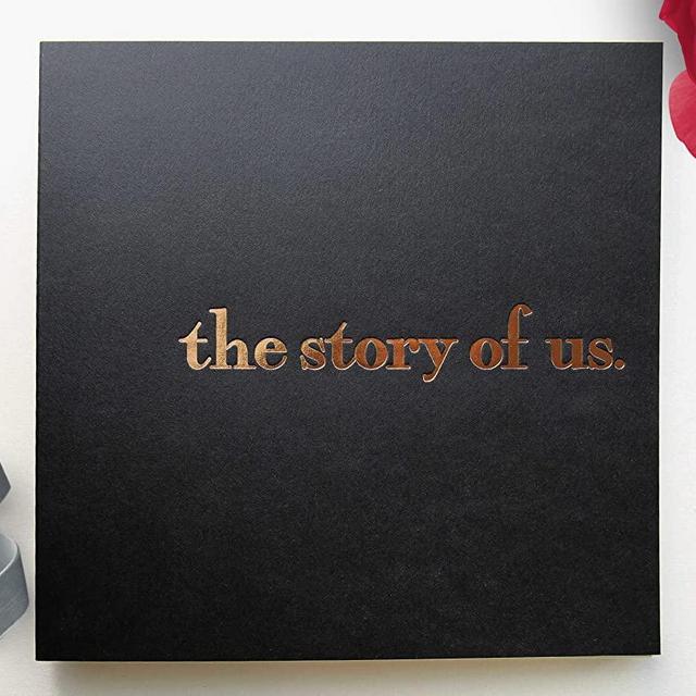 Story Of Us Journal, Couples Scrapbook, Softcover Couples Journal 8.5x8.5, 90 Pgs. Embossed Gold Foil, Couple Scrapbook Album, Memory Book Couples Scrapbooking, Anniversary First Paper, Wedding Album