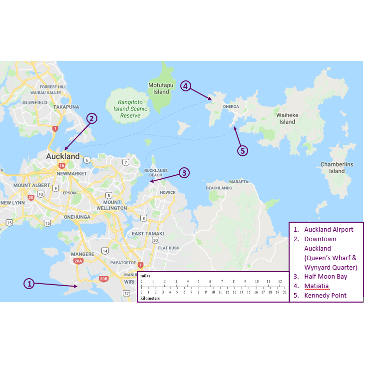 Key locations in wider Auckland