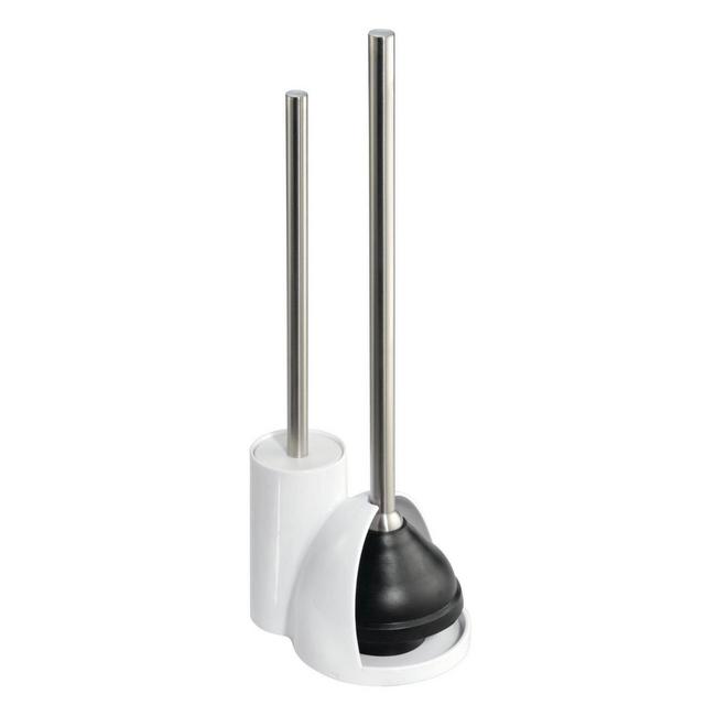 Toilet Brush, Plunger and Holder Set White - iDESIGN