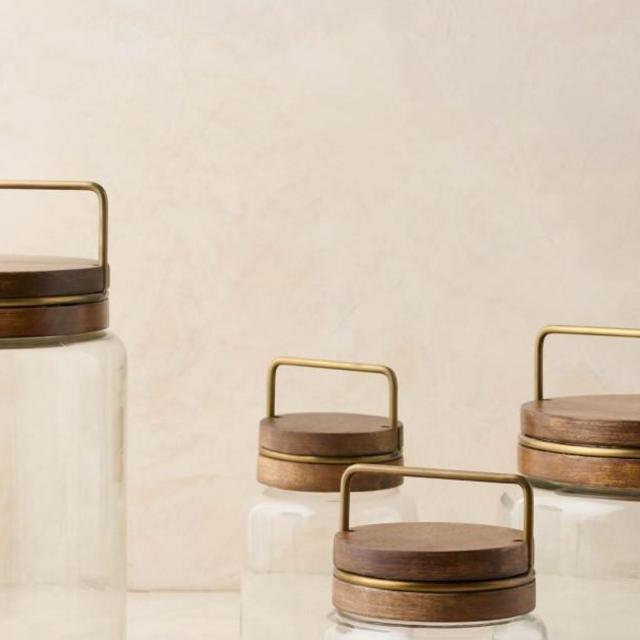 Wood with Antique Brass Canister