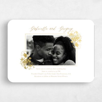 Rounded Wedding Invitation - Anemone Photo Foil