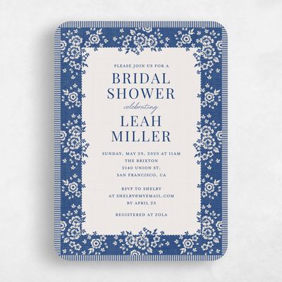 Blue Rounded Wedding Wedding Shower Invitation - Zilya Portrait