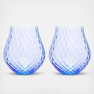 Phoebe Tulip Stemless Wine Glass, Set of 2