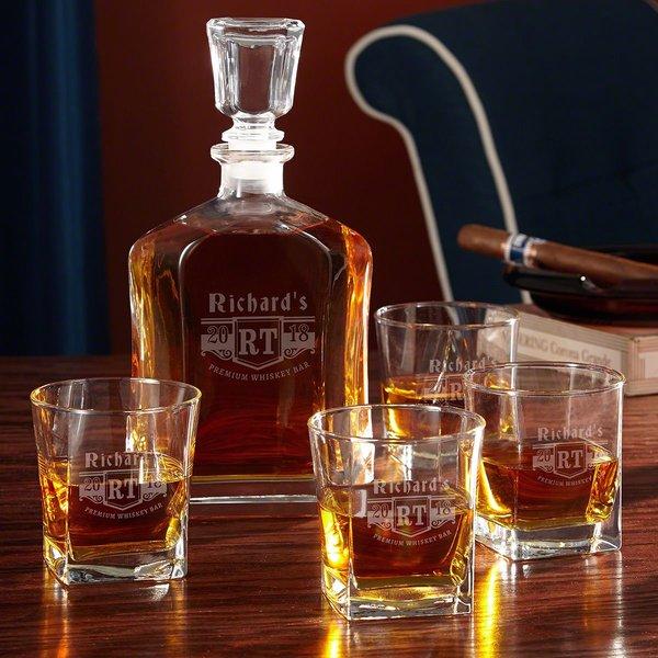 Barbee Personalized 5 Piece Whiskey Decanter Set