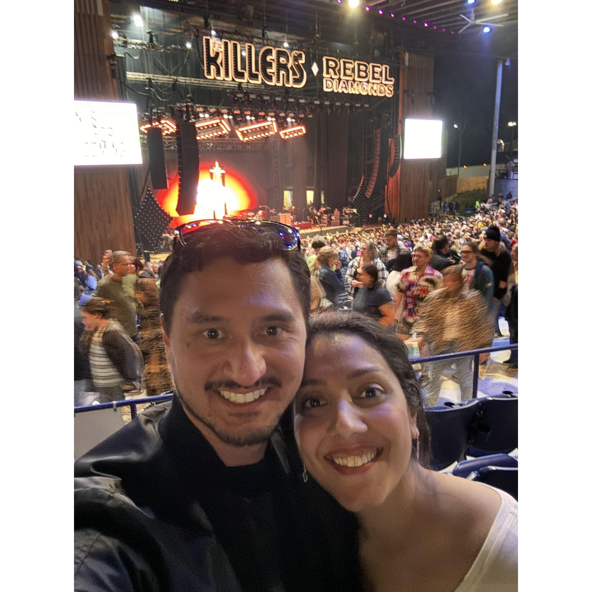 The Killers concert at the Merriweather Pavilion in Columbia, Maryland - what was supposed to be a late anniversary gift became our engagement celebration!