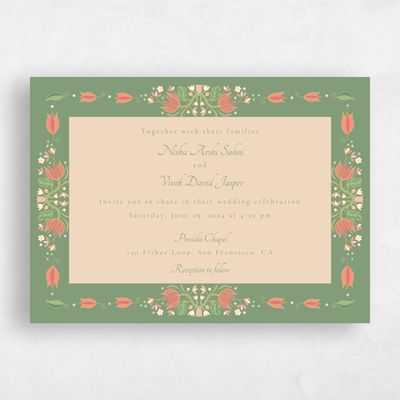 Green Wedding Invitation - Suraya Landscape