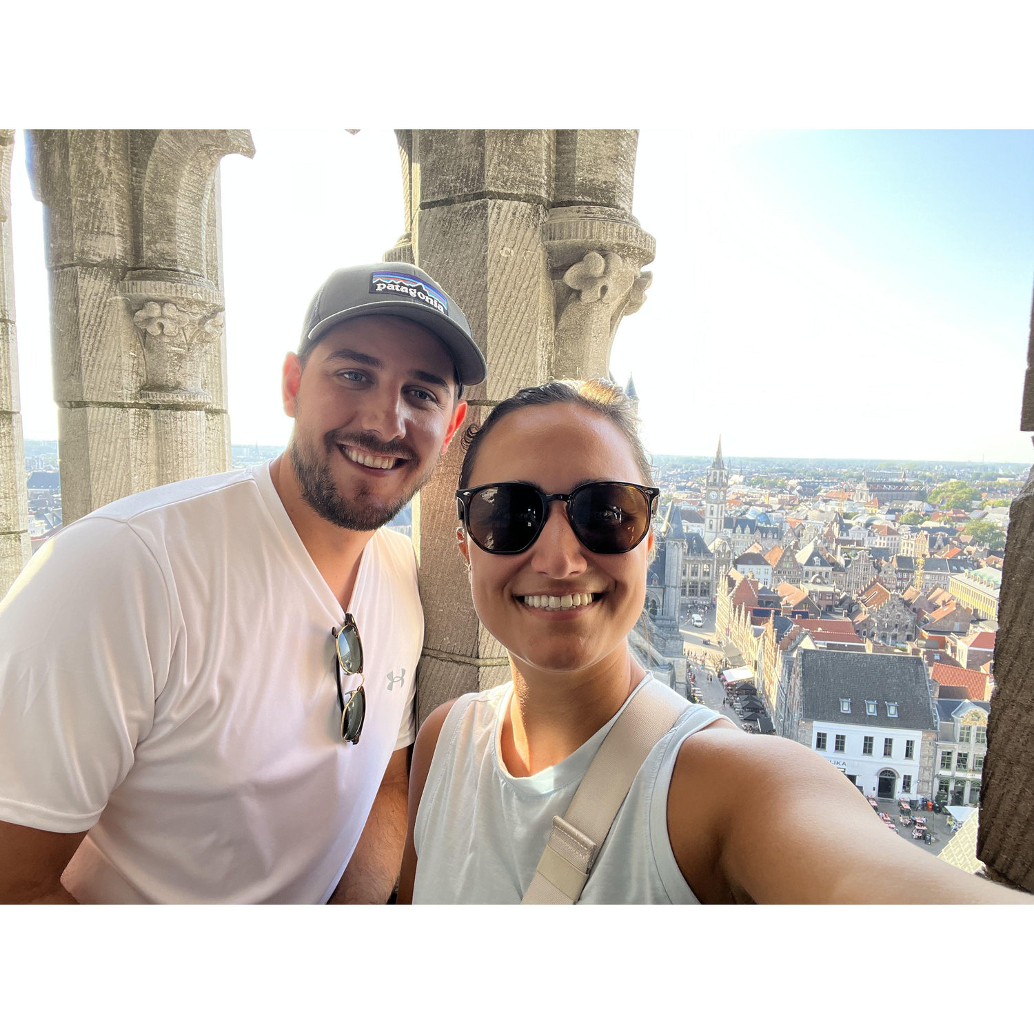 At the top of The Belfry of Ghent in Ghent, Belgium