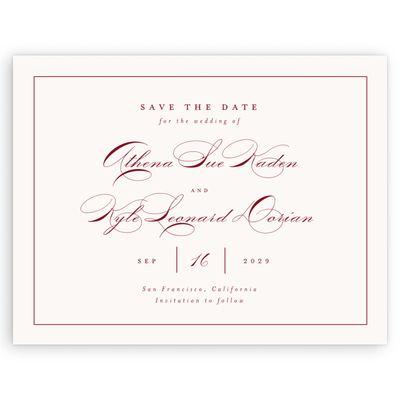 Light Burgundy, Red Wedding Digital Save the Date - Perseus Landscape