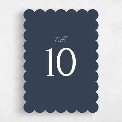 Blue Scalloped Wedding Table Number - Margret