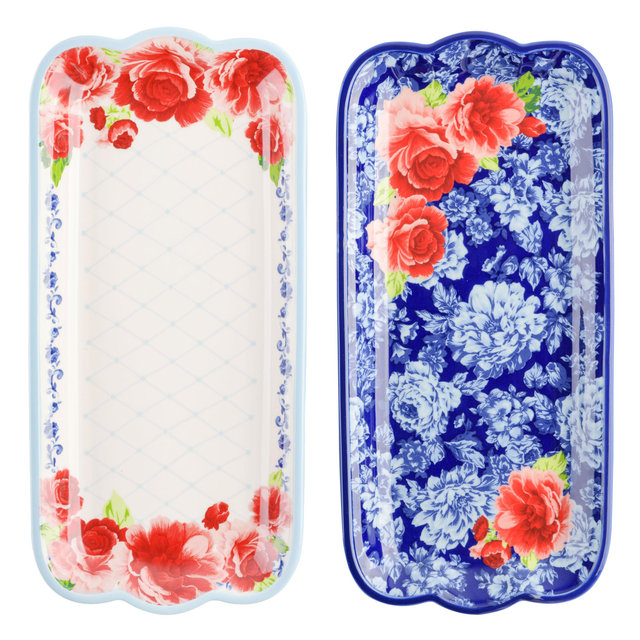 The Pioneer Woman Frontier Rose 14.17-Inch Serving Platters, 2-Pack