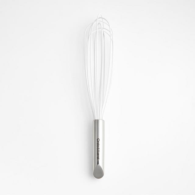 Crate & Barrel White Silicone and Stainless Steel 12" Whisk