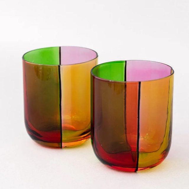 Low Ball Glass Set - Colorblock