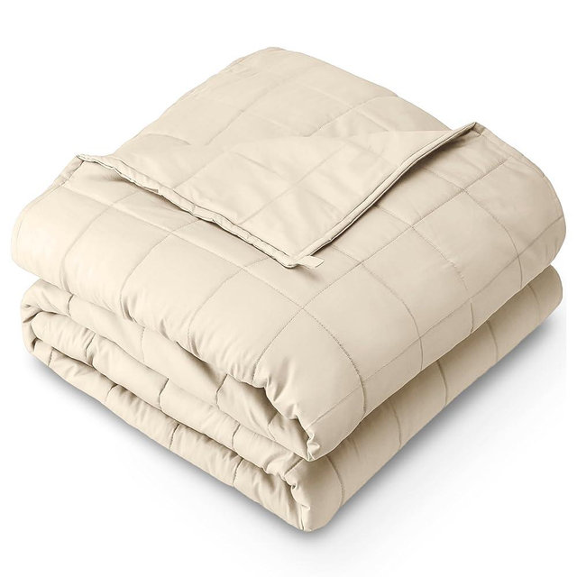 Bare Home Weighted Blanket Queen Size 20lb (60" x 80") for Adults - All-Natural 100% Cotton - Premium Heavy Blanket Nontoxic Glass Beads (Sand, 60"x80")