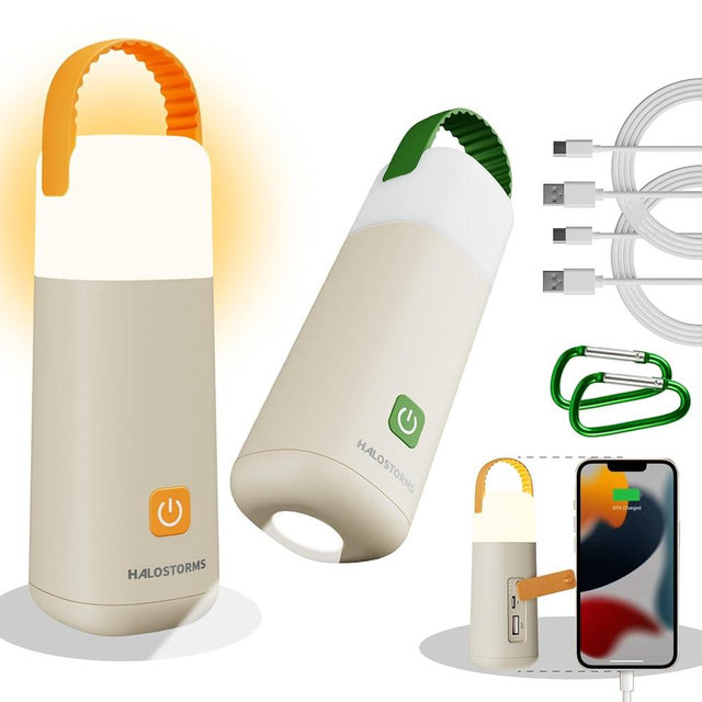 HALOSTORMS 2PK Camping Lantern, 350 Hours Running Time Rechargeable Lantern, 3200mAh Lantern Flashlight with 4 Modes, Waterproof Tent Light for Hiking, Emergency, Power Outages
