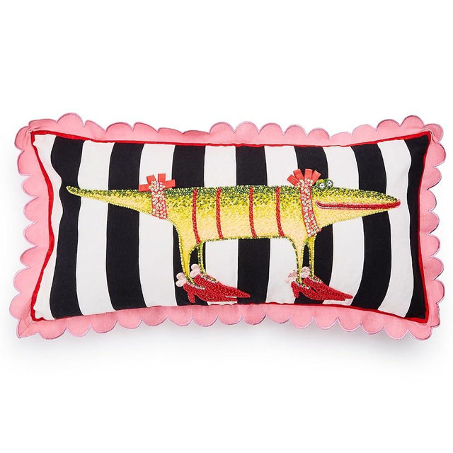 MACKENZIE-CHILDS Patience Brewster Lumbar Throw Pillow, Decorative Cotton Pillow for Living Room, 11x22, Gloria Alligator