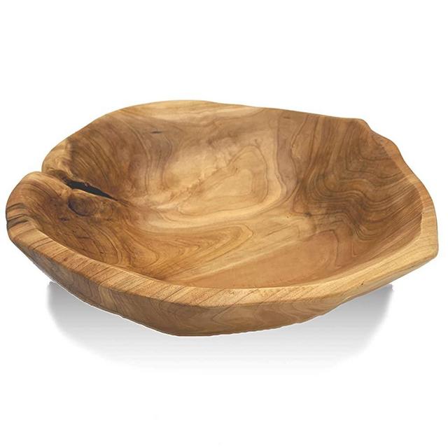 Wood Bowl(12"-14"), Handmade Natural Root Carved Bowl, Wood Crafts Bowl Serving for Fruit, Salad, Snack