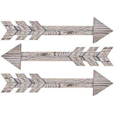 TIMEYARD Wood Arrows Wall Decor, Set of 3 Farmhouse Arrow Sign, Decorative Rustic Home Wall Hanging Decor