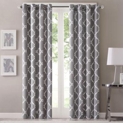 Fretwork 84-Inch Window Curtain Panel in Grey
