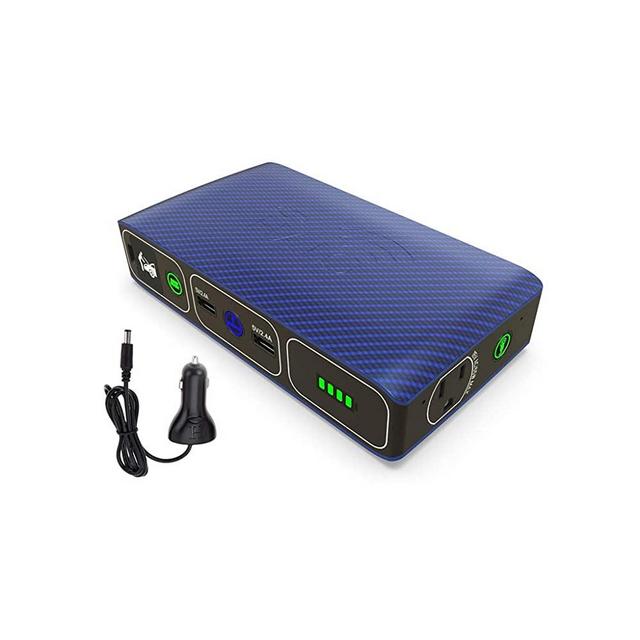 HALO Bolt Wireless Laptop Power Bank - 44400 mWh Portable Phone Laptop Charger Car Jump Starter with AC Outlet and Car Charger, Blue Graphite (114453)