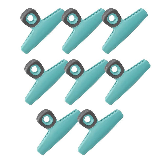 COOK WITH COLOR Wide Heavy Duty Chip Clips, Large Bag Clips for Food Storage with Air Tight Seal Grip, Pack of 8, Teal