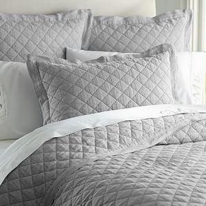 Belgian Flax Linen Diamond Quilt, King/Cal. King, Flagstone