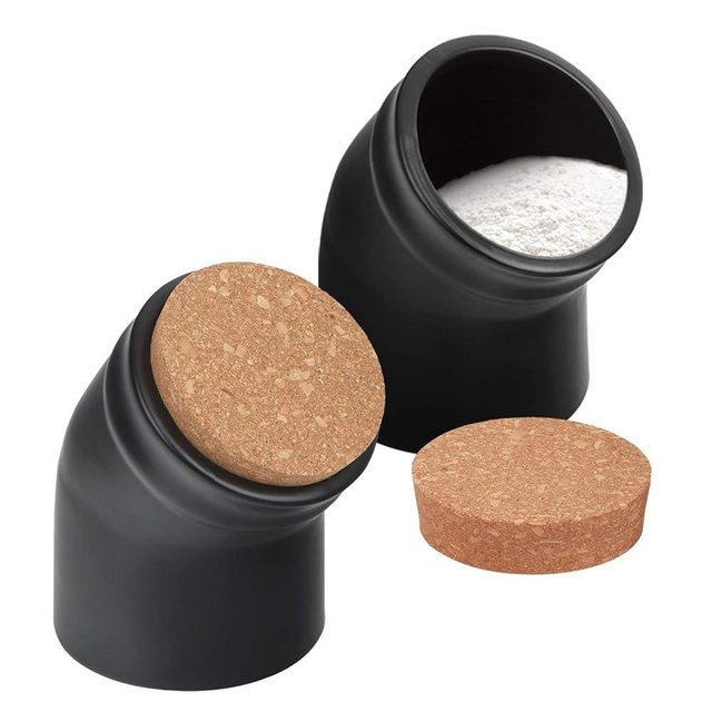 [2 Pack] Salt Pig for Convenient Access to Seasoning - Wide Mouth Salt Cellar with Lid - Spice, Herb, & Sugar Cellar - Dishwasher Safe Salt Box - Scratch Resistant - Christmas Kitchen Gifts (Charcoal)